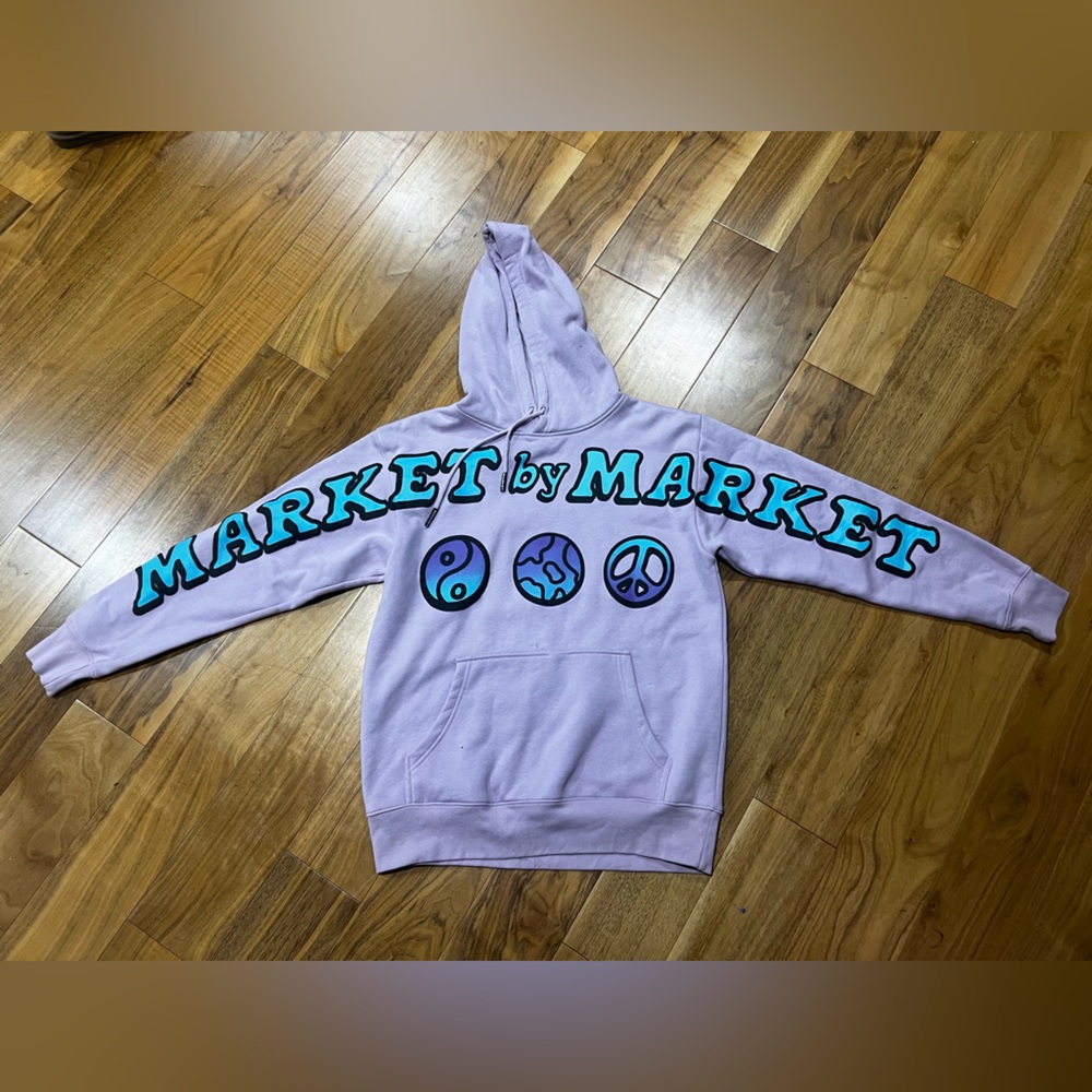 Market by Market Lavender Hoodie with Teal Graphics discontinued style like new